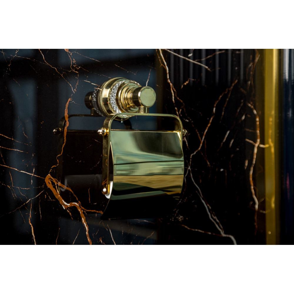 Держатель для туалетной бумаги с крышкой AURA Gold