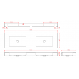 Столешница моноблок FLAT ST 140см (1404*452*100) двойной