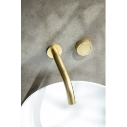 Смеситель автоматический для раковины из стены на 2 отв. TECH Matt Gold