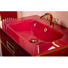 Тумба MONACO 80см h84см бордо глянец + золото под раковину моноблок