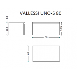 Ящик под столешницу 80см LIGHT OAK VALLESSI UNO-S