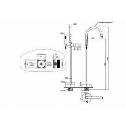 Смеситель напольный, Uno. Matt Gold