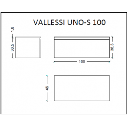 Ящик под столешницу 100см АНТРАЦИТ глянец VALLESSI UNO-S