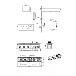 Встроенная душевая система FUSION с термостатом, трехпозиционная BLACK