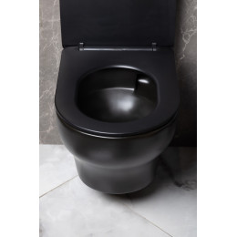 Унитаз подвесной FIORE Черный матовый c крышкой, функция Торнадо