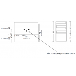 Тумба без раковины Vallessi 100*46cm КАШЕМИР мат. 2 полки