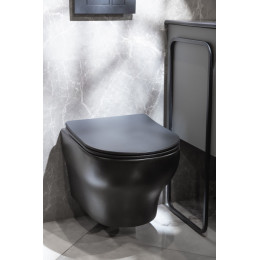 Унитаз подвесной FIORE Черный матовый c крышкой, функция Торнадо