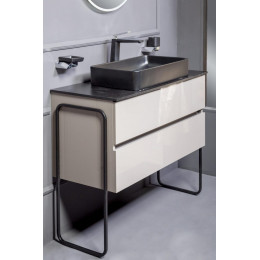 Тумба без раковины Vallessi 80*46cm АНТРАЦИТ глянец 2 полки