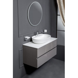 Тумба без раковины Vallessi 80*46cm АНТРАЦИТ глянец 2 полки