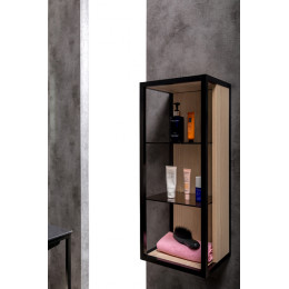 Пенал LOFT низкий light wood, полки стекло