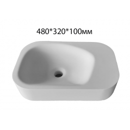 Раковина накладная Corian 480*320*100 Matt White