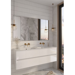 Тумба без раковины Vallessi 140*46cm Белый глянец 4 полки
