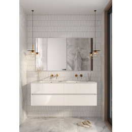 Тумба без раковины Vallessi 140*46cm Белый глянец 4 полки