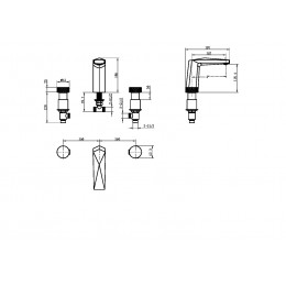 Смеситель врезной на 3отв. VENTURO Gun Metall, ручка TOUCH