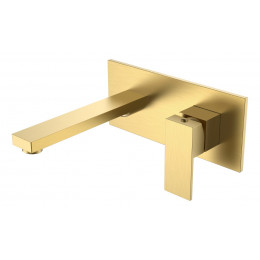 Смеситель для умывальника из стены Qubic Matt Gold