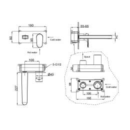Смеситель для умывальника из стены SPECTRE Matt White