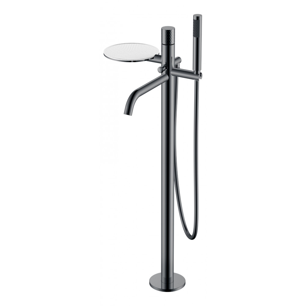 Смеситель STICK напольный Shine Gun Metal с ручкой DIMOND
