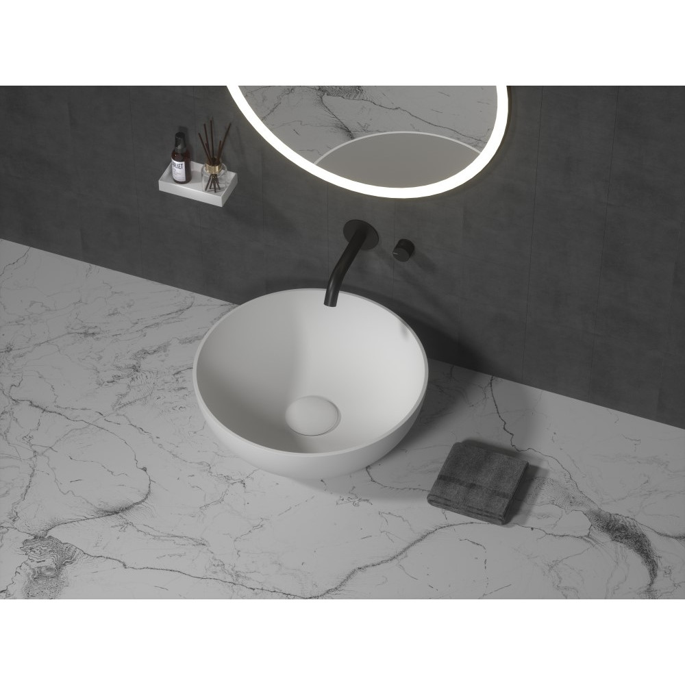 Раковина-чаша кориан круглая матовая, Slim 35см 350*350*125