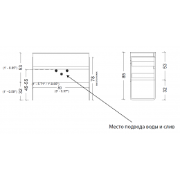 Тумба без раковины Vallessi 80*46cm АНТРАЦИТ мат. 2 полки,