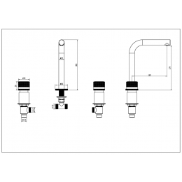 Смеситель на столешницу AURA на 3 отв. GOLD