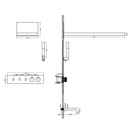 Встроенная душевая система FUSION с термостатом, трехпозиционная Matt Gold с изливом