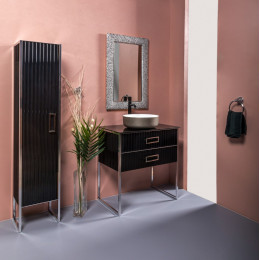 Тумба MONACO 80см h74см черная глянец + хром под раковину чашу