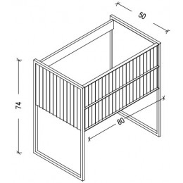 Тумба MONACO 80см h74см черная глянец + хром под раковину чашу