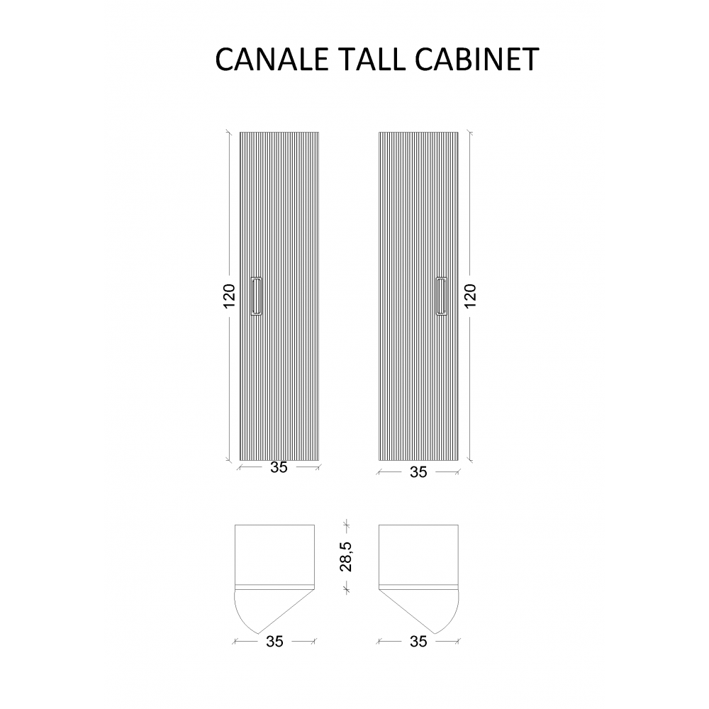 Пенал Canale белый+золото без ножек_Комплект