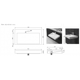 Столешница моноблок FLAT 80см