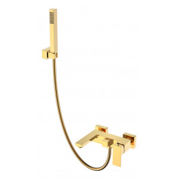 Смеситель для ванны с душем Qubic Shine Gold