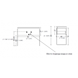 Тумба без раковины Vallessi 60*46см WHITE, 1 полка