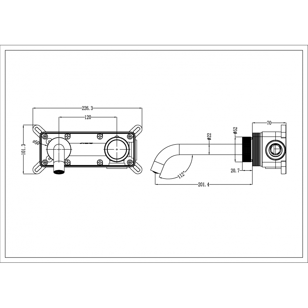 Смеситель автоматический для раковины из стены на 2 отв. TECH Gun Metal