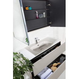 Зеркальный шкаф Vallessi 100 кашемир мат. с подстветкой