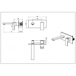 Смеситель для умывальника из стены Qubic Matt Black