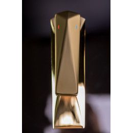 Смеситель для умывальника высокий VENTURO белый + золото