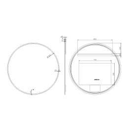Зеркало круглое , мет. рама, подсв., сенсор, антизапотевание, D120cm, BLACK