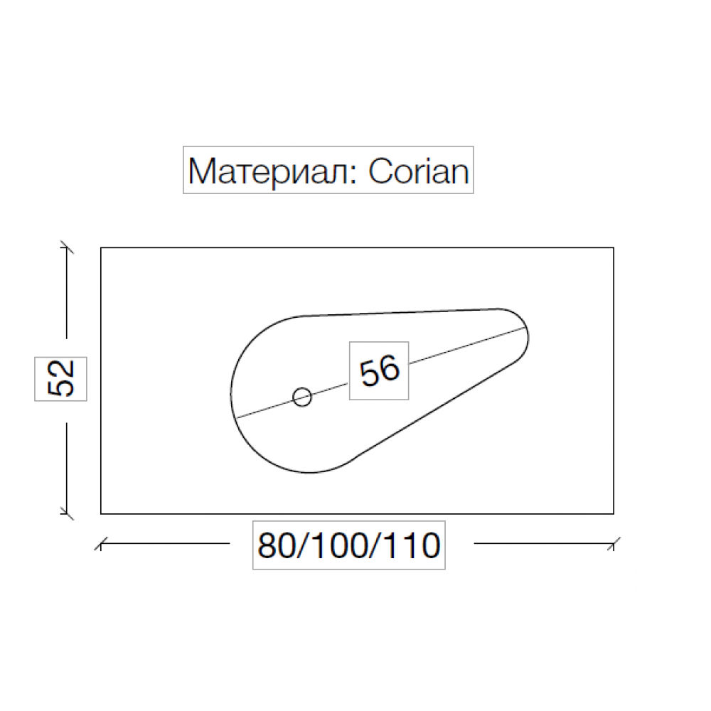 Столешница Corian Drop 111cm