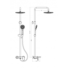 Душевая стойка со смесителем, GunMetall, SPECTRE 