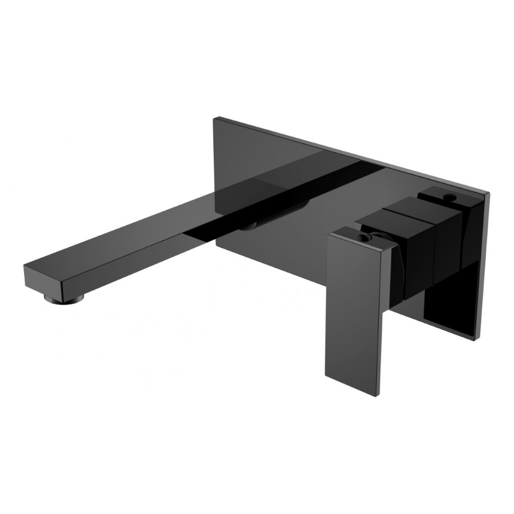 Смеситель для умывальника из стены Qubic Shine Gun Metal