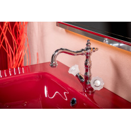 Тумба MONACO 80см h84см бордо глянец + хром под раковину моноблок