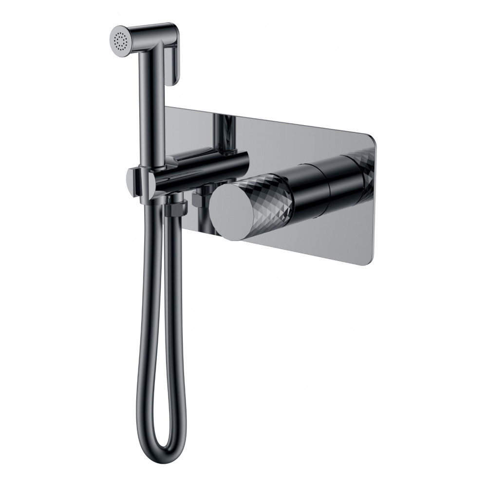 Смеситель гигиенический STICK Shine Gun Metal c ручкой DIAMOND