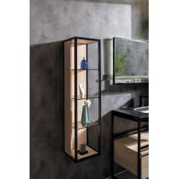 Пенал LOFT высокий light wood, полки стекло