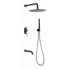 Смеситель встроенный + верхний+ ручной душ, Uno. Black Chrome