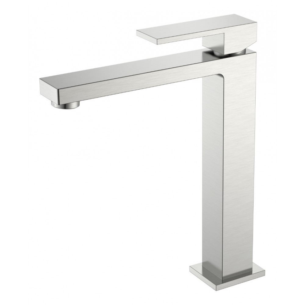 Смеситель для умывальника высокий Qubic Brushed Nickel