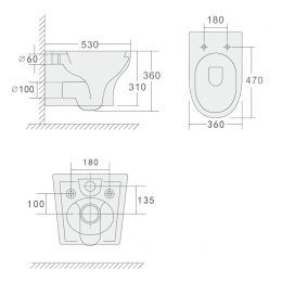 Унитаз подвесной FIORE Белый глянец c крышкой, функция Торнадо