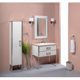 Тумба MONACO 80см h84см белая глянец + хром под раковину моноблок