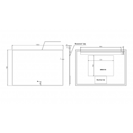 Прямоугольное зеркало , мет. рама, подсв., сенсор, антизапотевание, 100*70 MATT GOLD