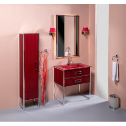 Тумба MONACO 80см h84см бордо глянец + хром под раковину моноблок