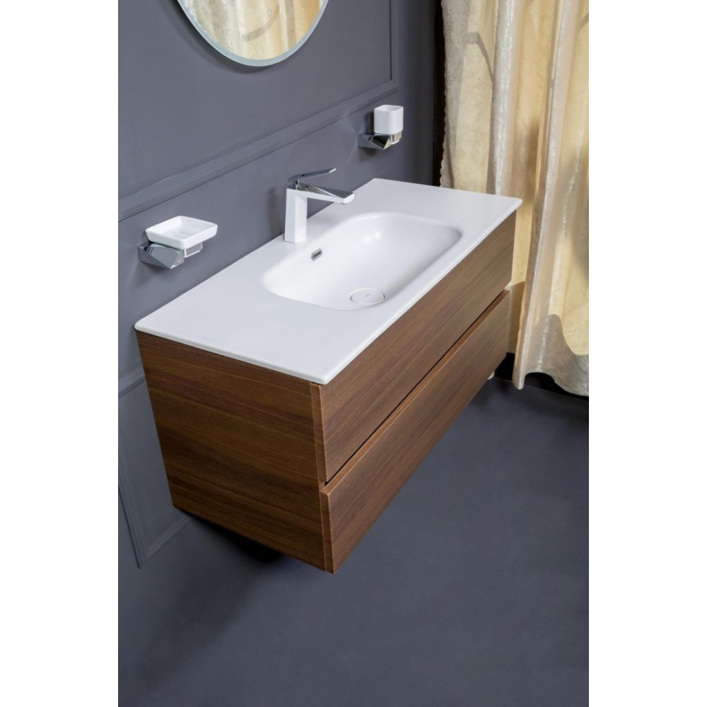 Тумба без раковины Vallessi 100*46cm DARK OAK мат. 2 полки,