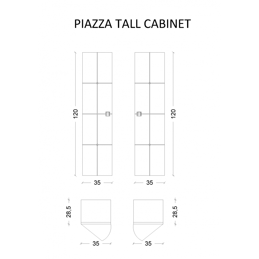 Пенал Piazza черный+хром без ножек_Комплект